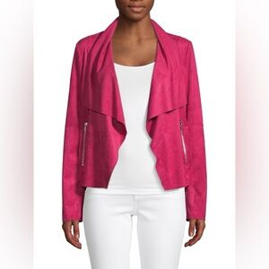 Fuchsia Open Front Cardigan